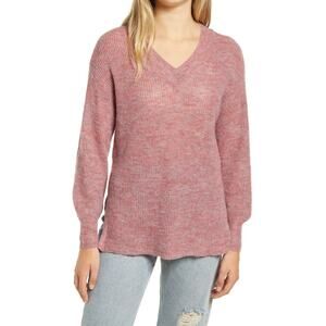 Vero Moda Womens Vilma Sweater XS Pink V-Neck Long Sleeve Tunic Ribbed NWT